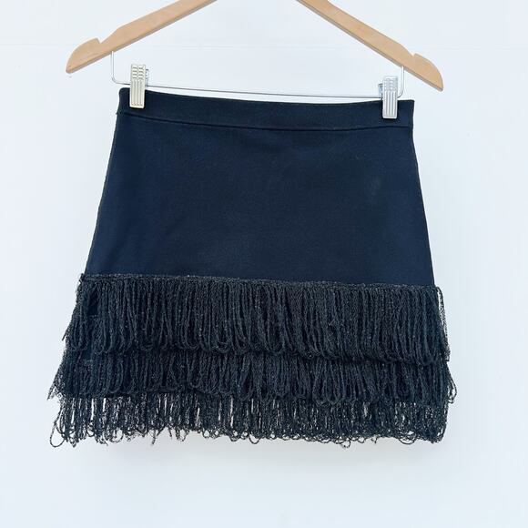 Staud Mini Skirt Tiered Fringe Knit Sparkle Short Sample Small Resort 2023 - Picture 1 of 6